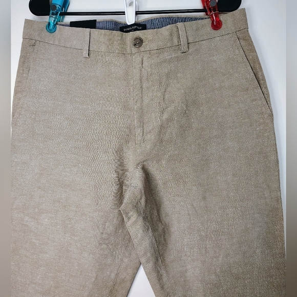 Banana Republic Men's Aiden Chino Slim Leg Linen High Rise Pants sz 34x30, Tan. - Picture 15 of 16